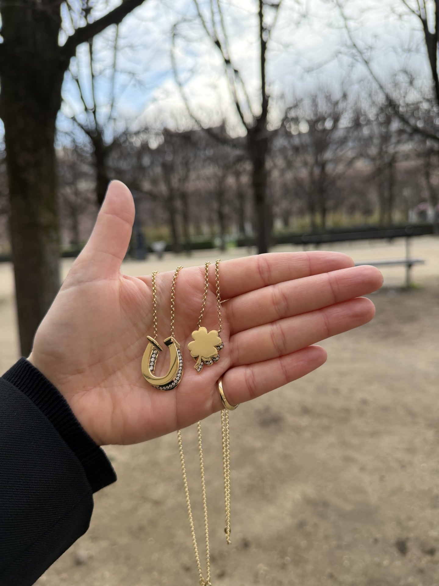 Pırlantalı 3D Yonca Kolye