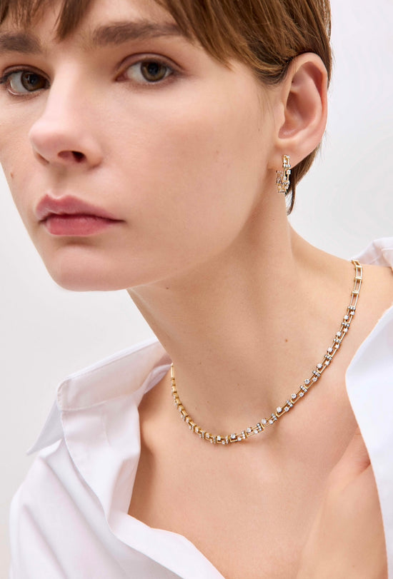 Geometrik Pırlantalı Gerdanlık Kolye